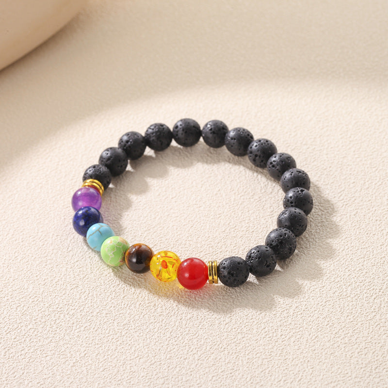 Pulsera de aleación de cuentas de ágata de piedra de lava al por mayor